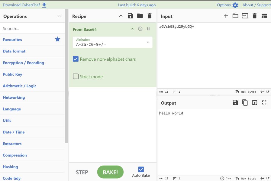 Screenshot of CyberChef